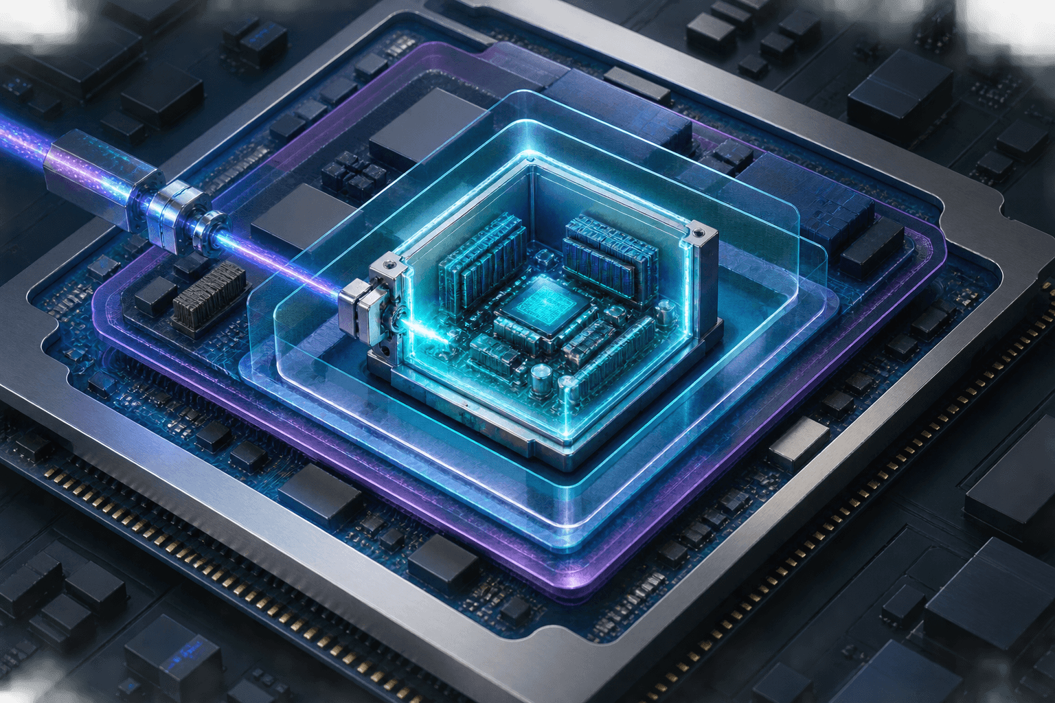 A processor cutaway showing an isolated trusted execution environment and controlled key path