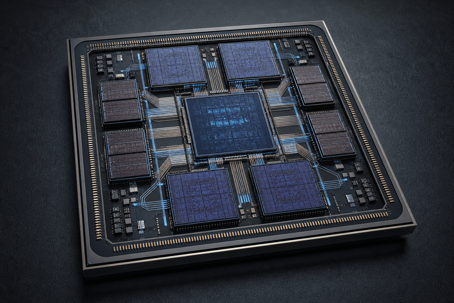 A processor package with specialized chiplets connected across a shared substrate